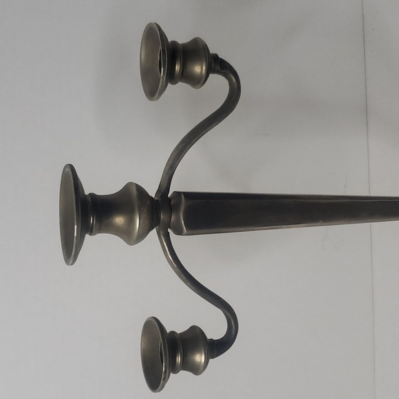 Pottery Barn Brushed Silver 3 Candlestick Candelabra Holder 14.5"H x 9.5"W Metal - Picture 4 of 17